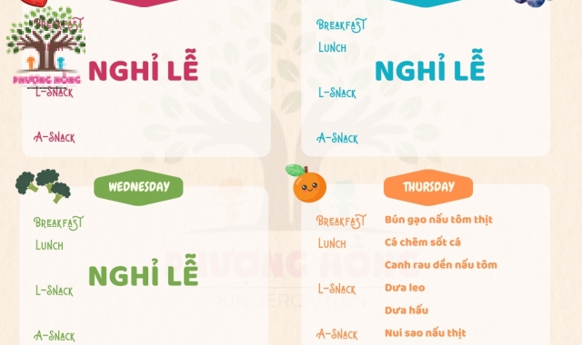 Thực Đơn Tuần 01 - Tháng 05 Năm 2024